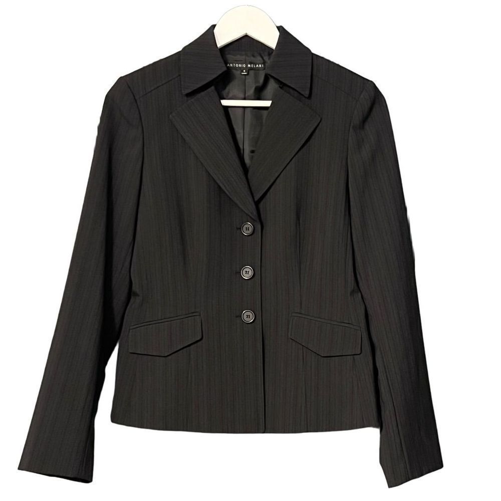 Antonio Melani Soft Black Pinstripe Single Breasted Blazer